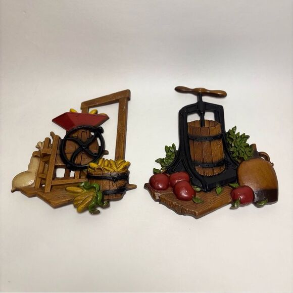 Vintage Homco Rustic Metal Farmhouse Kitchen Plaques Set of 2 - Picture 2 of 5